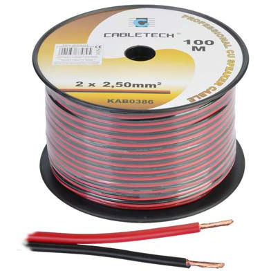 CABLU DIFUZOR CUPRU 2X2.50MM ROSU/NEGRU 100M