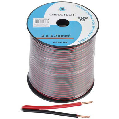 CABLU DIFUZOR CCA 2X0.75MM ROSU/NEGRU 100M