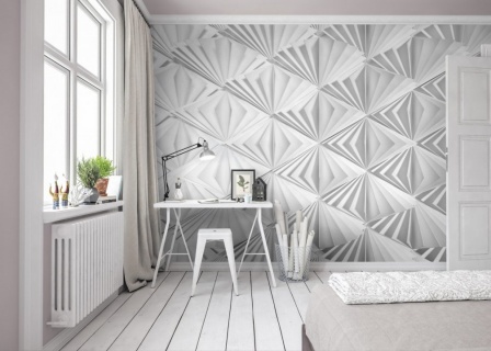 Fototapet Komar  model Delta 3D  hartie  semilavabil  cod 8-204  alb/gri  368 X 254 cm  8 piese