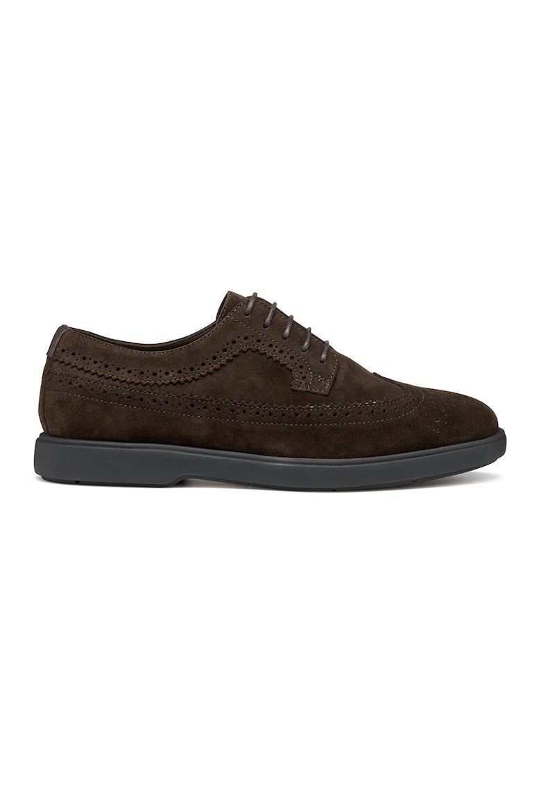 Oferte la Pantofi brogue din piele intoarsa cu perforatii - Maro inchis