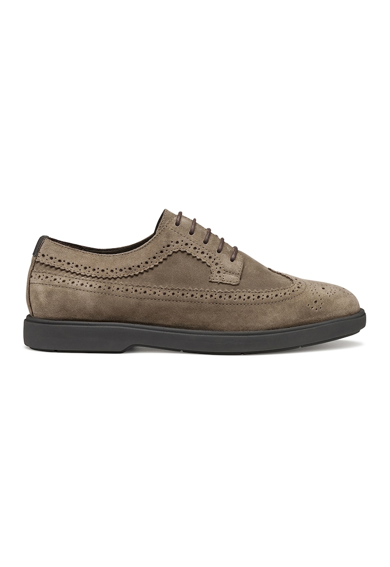 Oferte la Pantofi brogue din piele intoarsa cu perforatii - Maro taupe