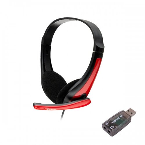 Casti cu Microfon SPK-507-USB Standard Multimedia USB 2.0 / Jack 3.5mm x 2 Negru / Rosu