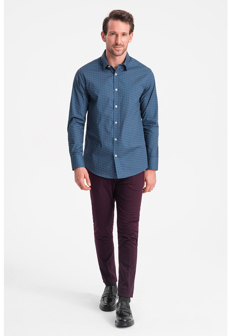 Camasa slim fit cu model - Rosu/Albastru