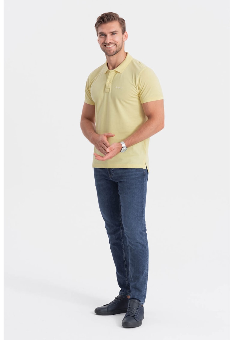 Tricou polo de bumbac - Galben pai