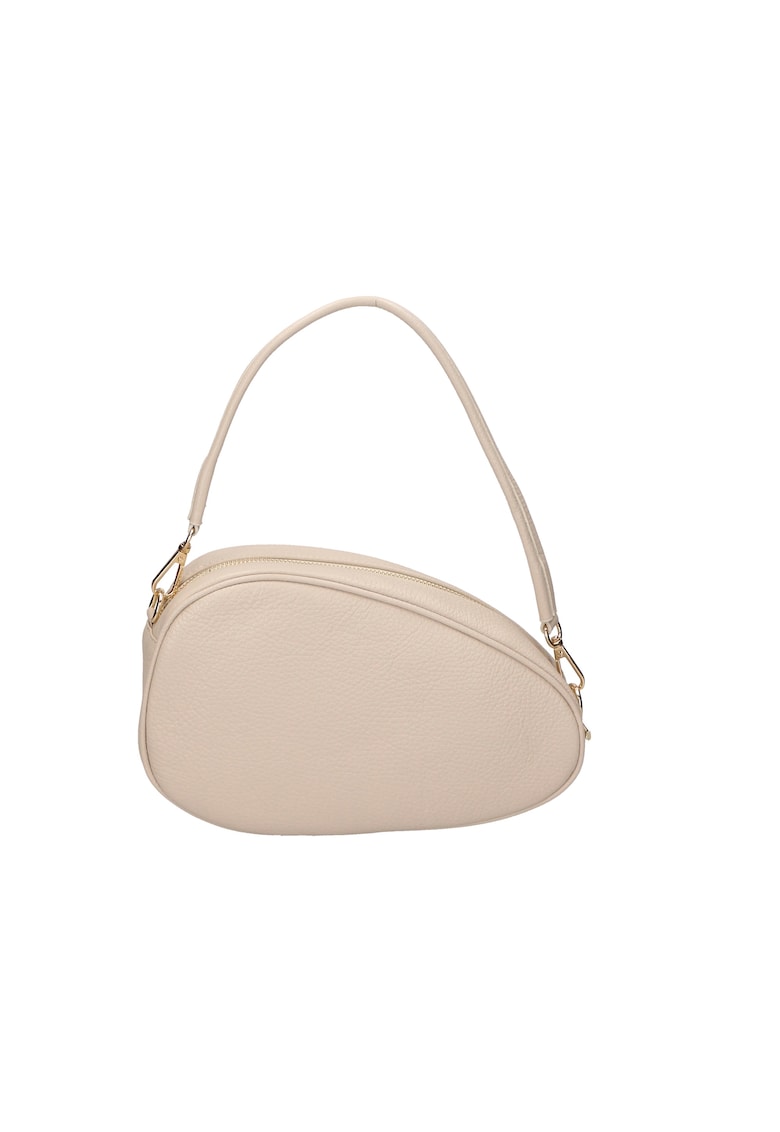 Geanta crossbody de piele cu maner detasabil - Alb fildes