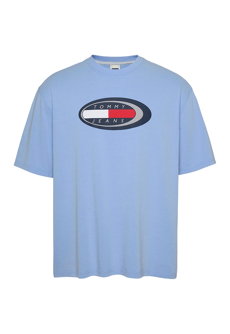 Tricou din bumbac cu imprimeu logo - Albastru deschis