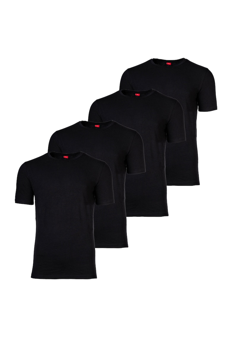 Set de tricouri cu decolteu rotund - 4 piese - Negru