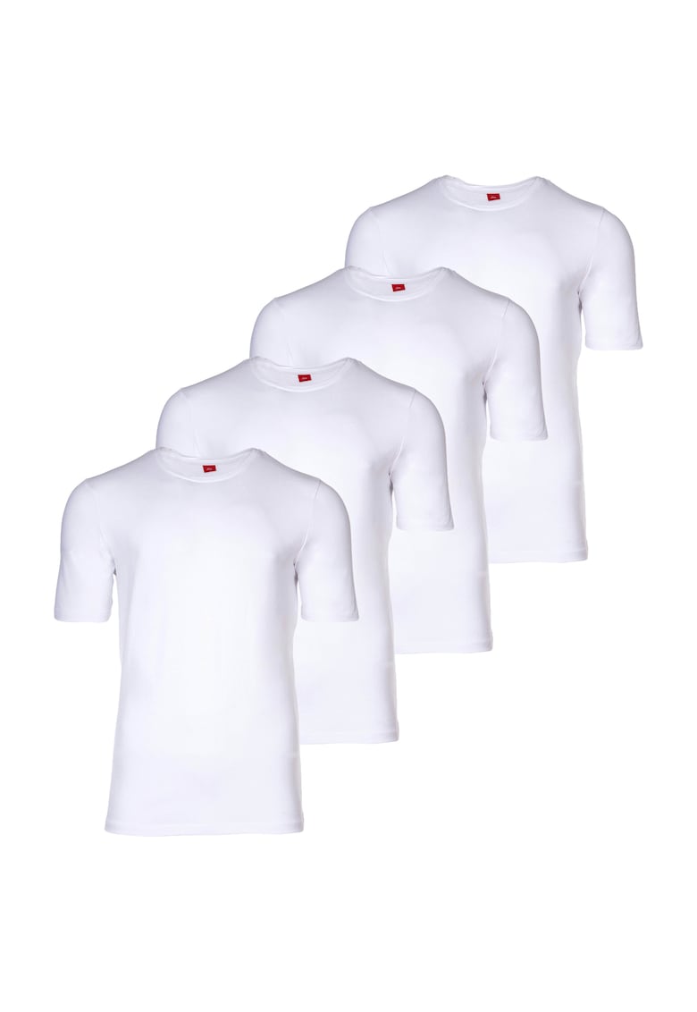 Set de tricouri cu decolteu rotund - 4 piese - Alb