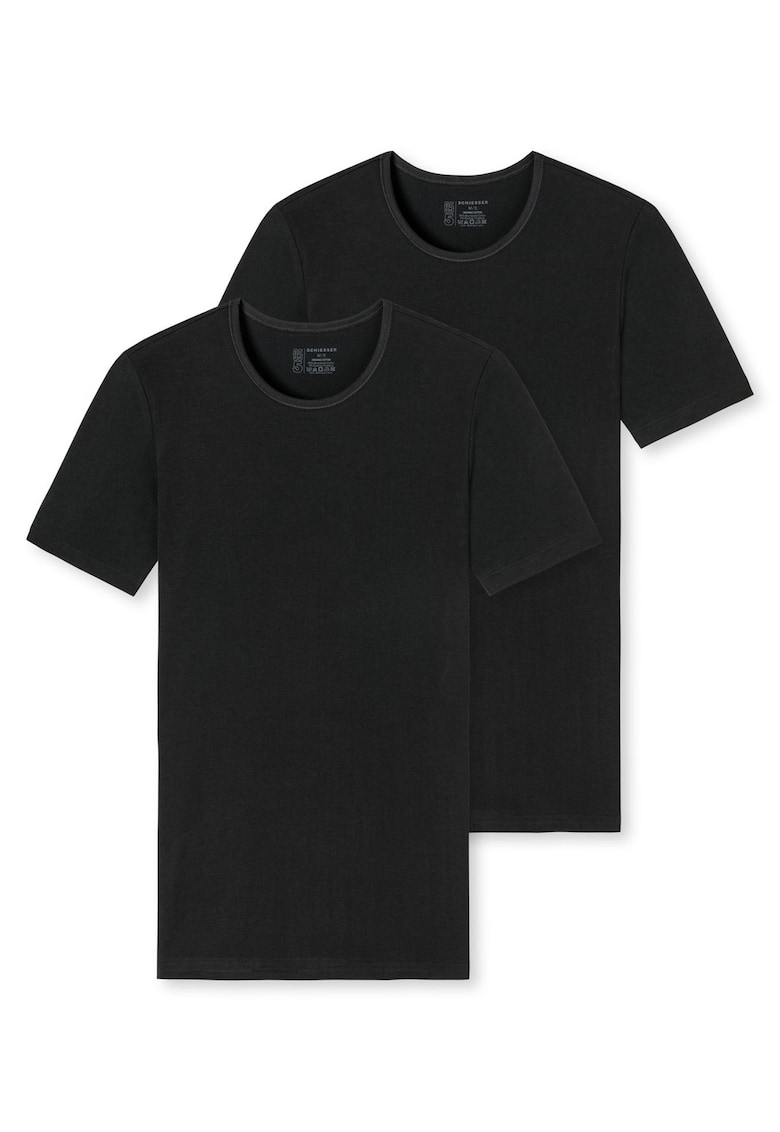 Set de tricouri cu decolteu la baza gatului - 2 piese - Negru