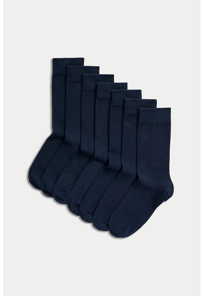 Set de sosete lungi uni - 7 perechi - Albastru ultramarin