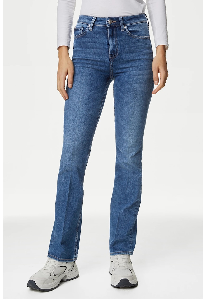 Blugi bootcut cu talie inalta Eva - Albastru prafuit