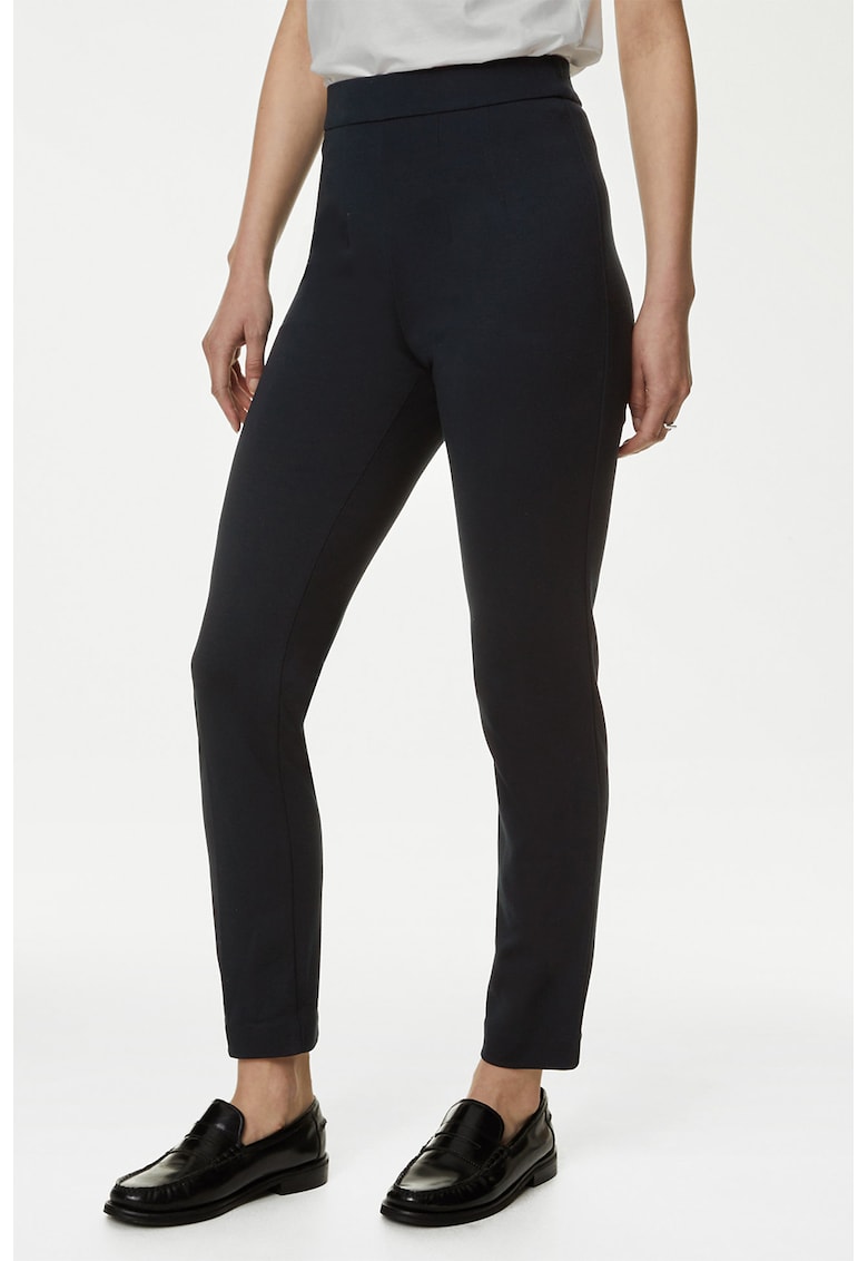 Pantaloni slim fit cu talie inalta - Negru stins