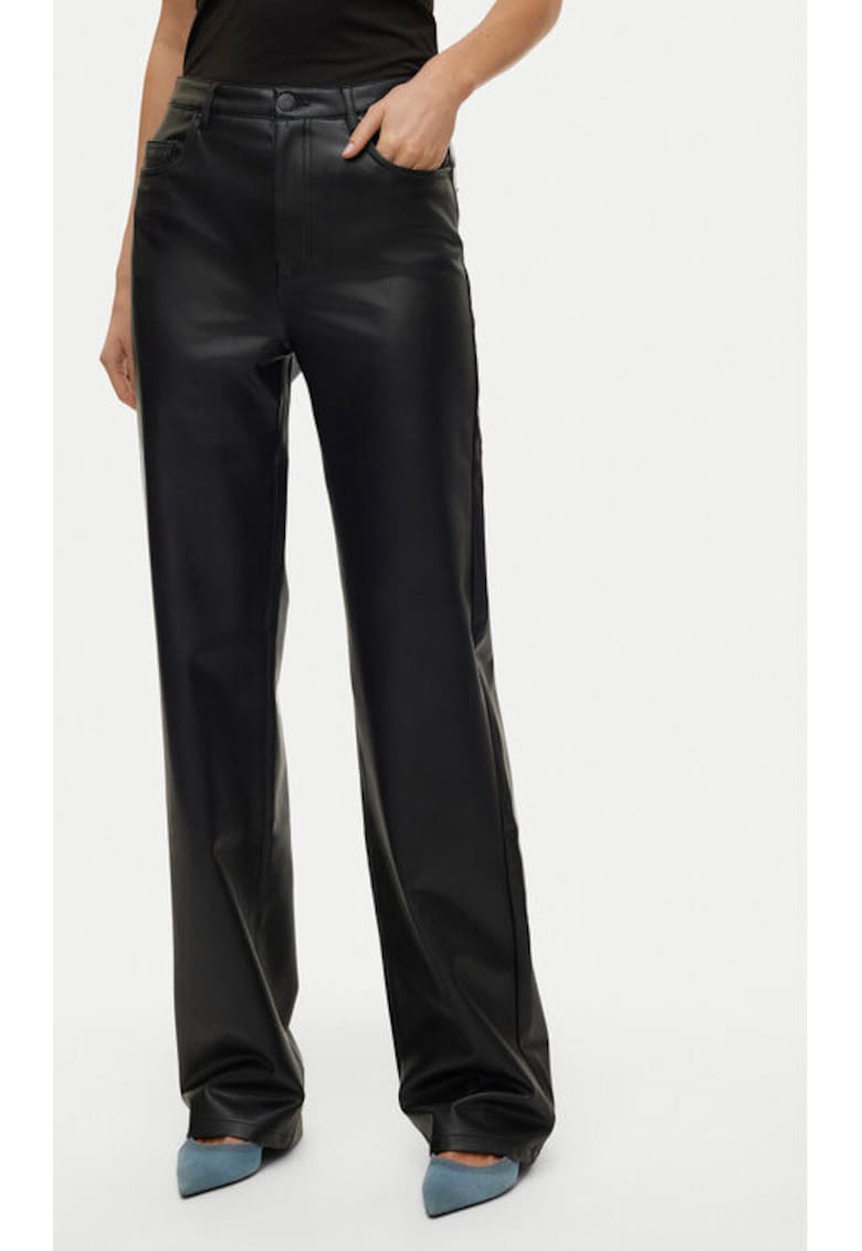Pantaloni dama -  304868757 - Piele ecologica - Negru - Negru