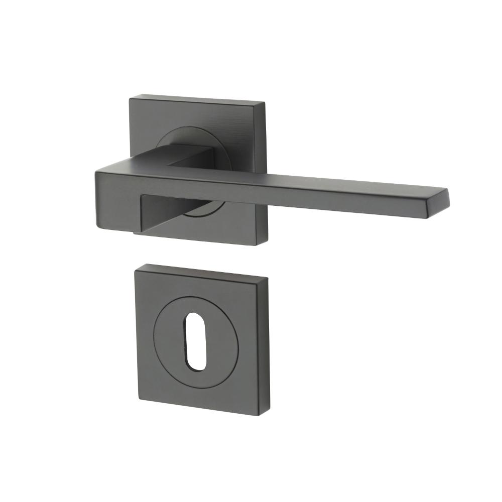 Set maner cu rozeta Falcon Yale, aliaj zinc, negru mat, 65 mm