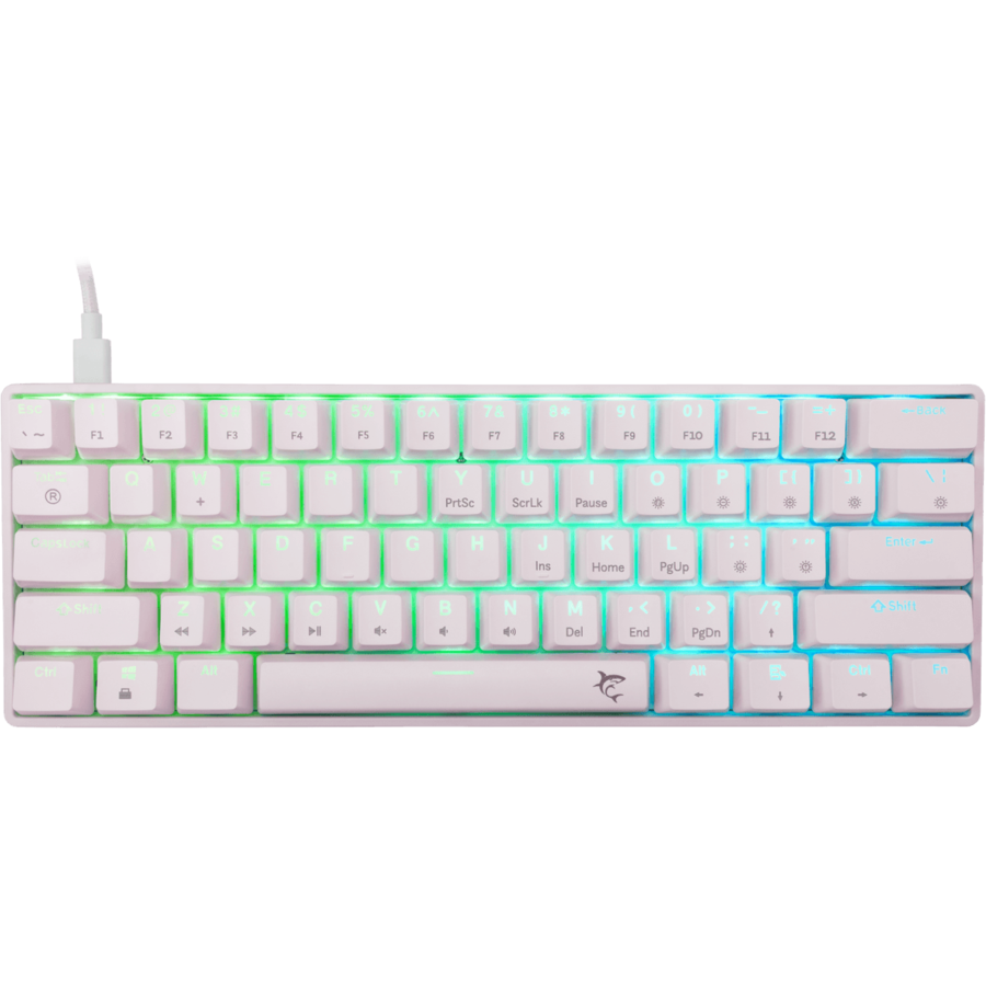 Tastatura Gaming cu Fir SHINOBI 2 Mecanica Layout US Blue Switch Alb