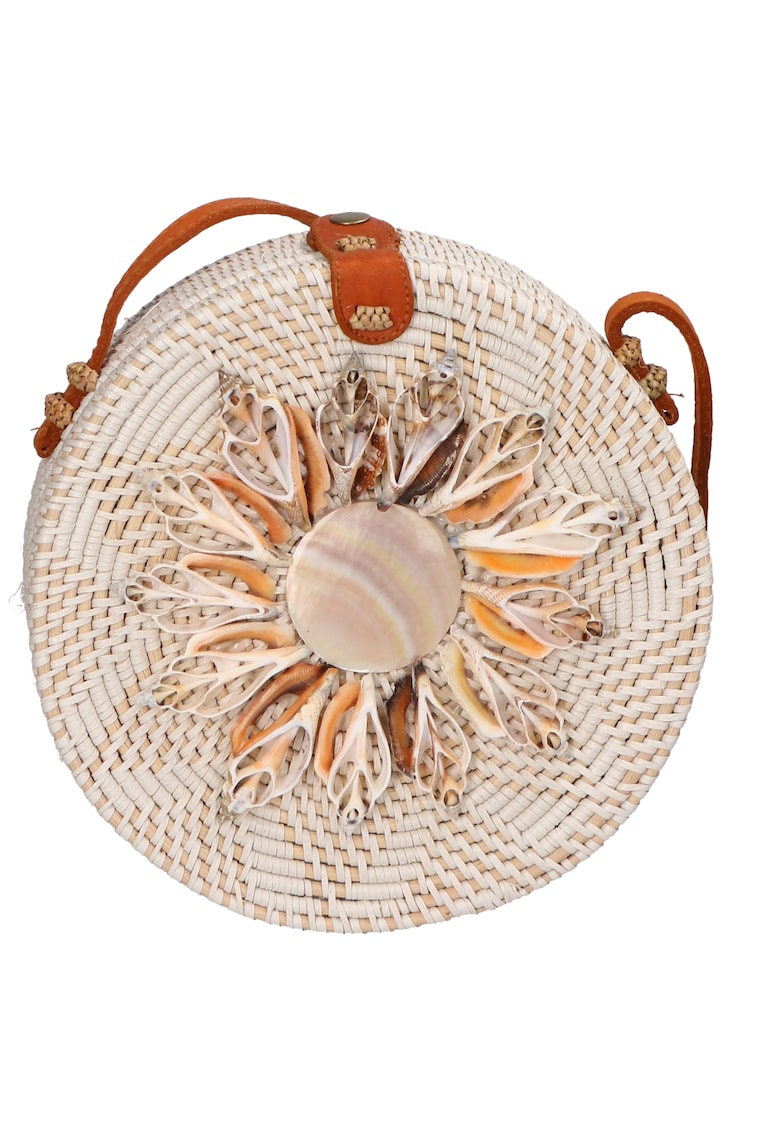Geanta crossbody din paie - Maro nisip