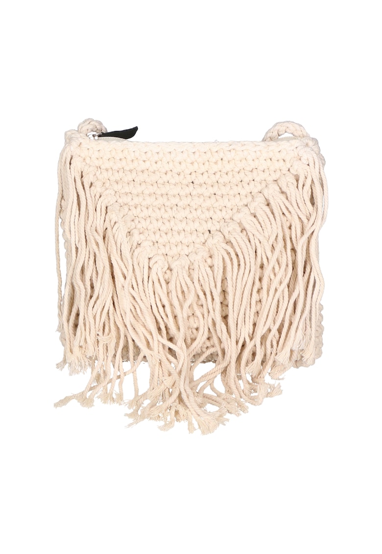 Geanta crossbody tesuta - cu franjuri - Bej