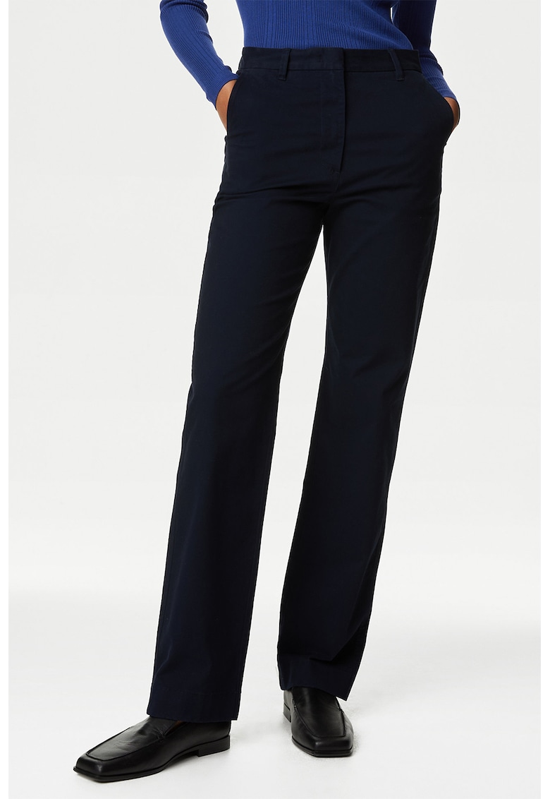 Pantaloni chino cu croiala dreapta - Albastru ultramarin