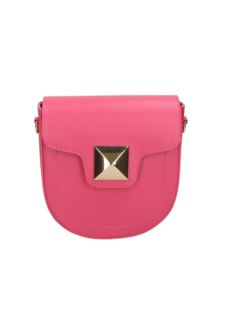 Geanta crossbody din piele cu bareta detasabila - Fucsia