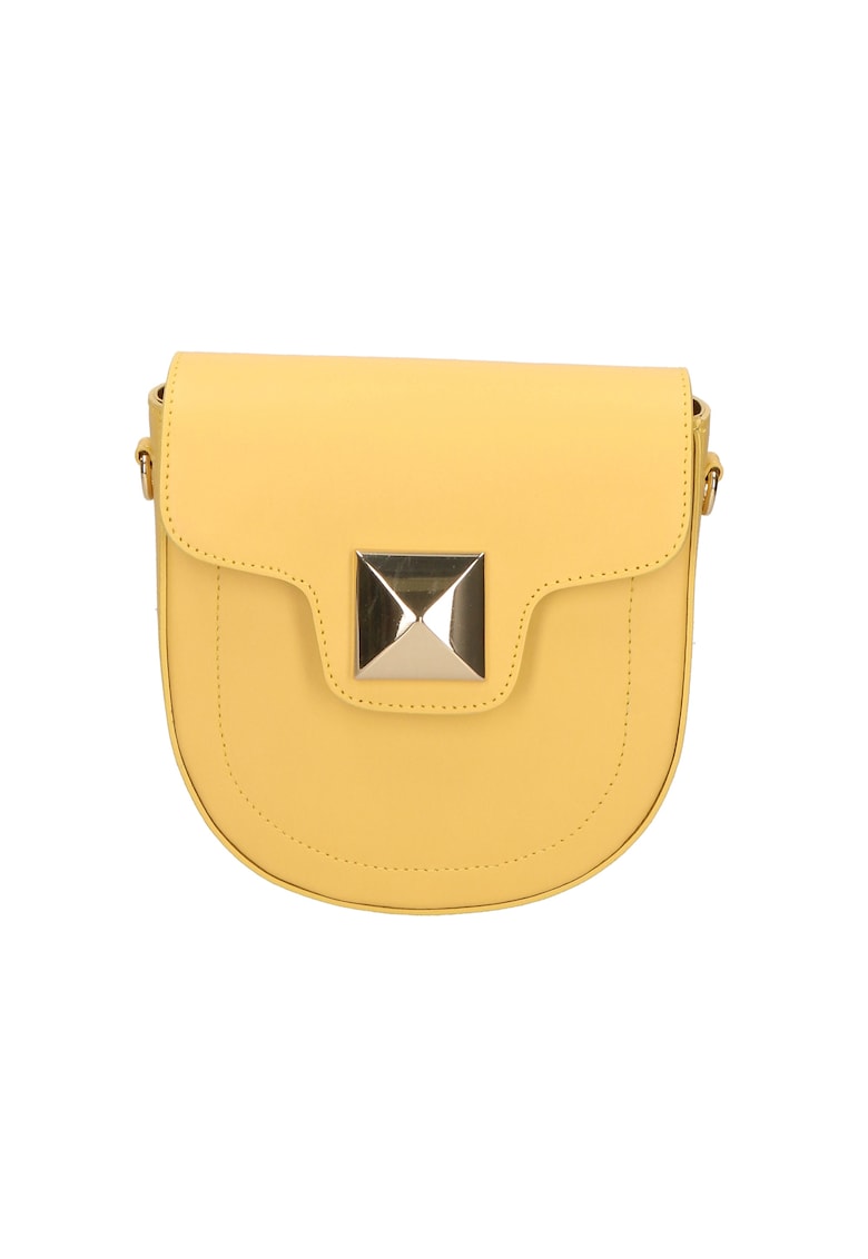 Geanta crossbody din piele cu bareta detasabila - Galben deschis
