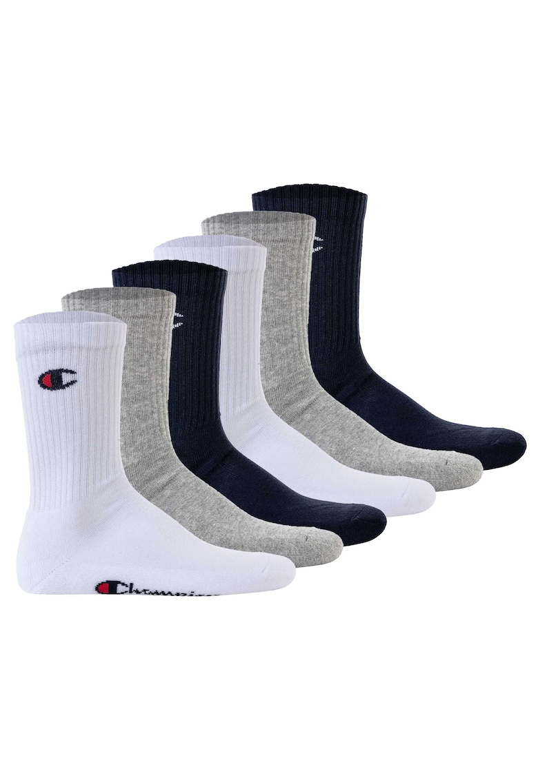 Set de sosete lungi unisex - 6 perechi - Alb/Gri/Albastru