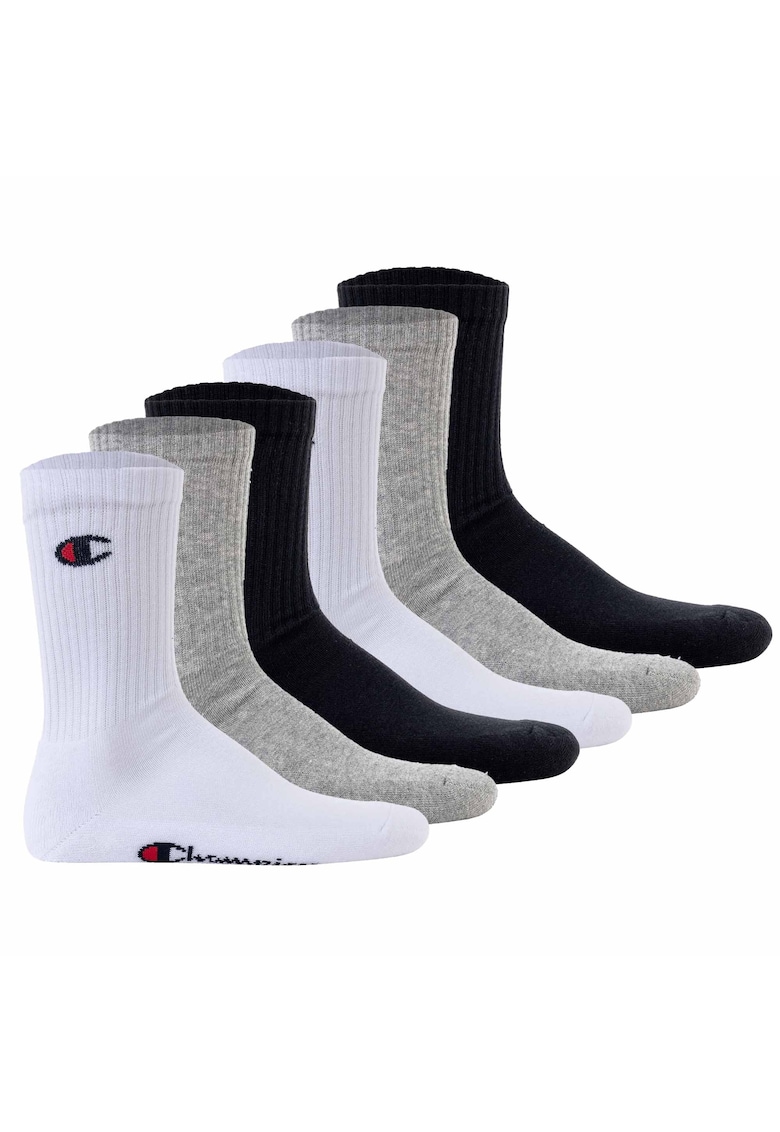 Set de sosete lungi unisex - 6 perechi - Alb/Negru/Gri