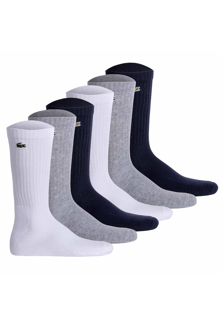 Set de sosete lungi unisex - 6 perechi - Alb/Gri/Albastru inchis