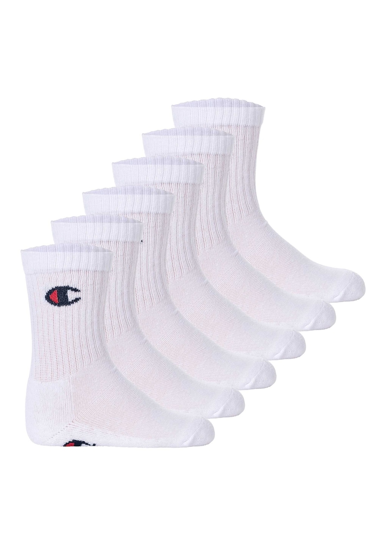 Set de sosete lungi cu logo - 6 perechi - Alb