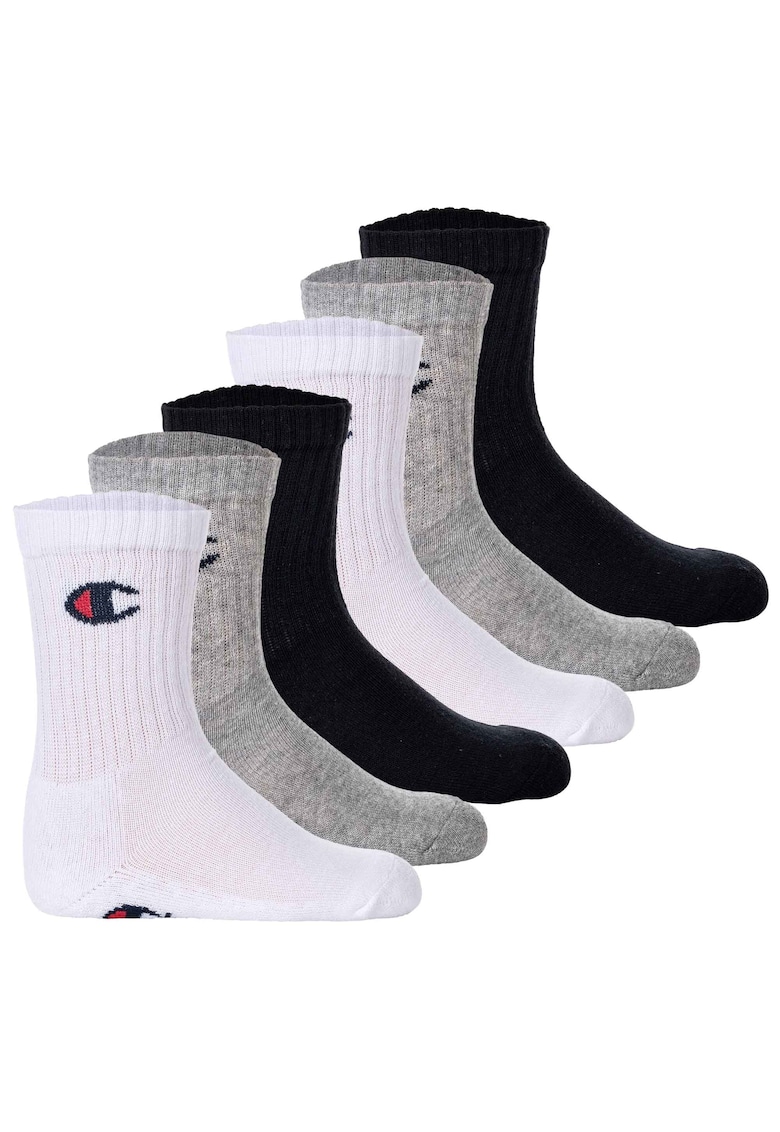 Set de sosete lungi cu logo - 6 perechi - Alb/Negru/Gri