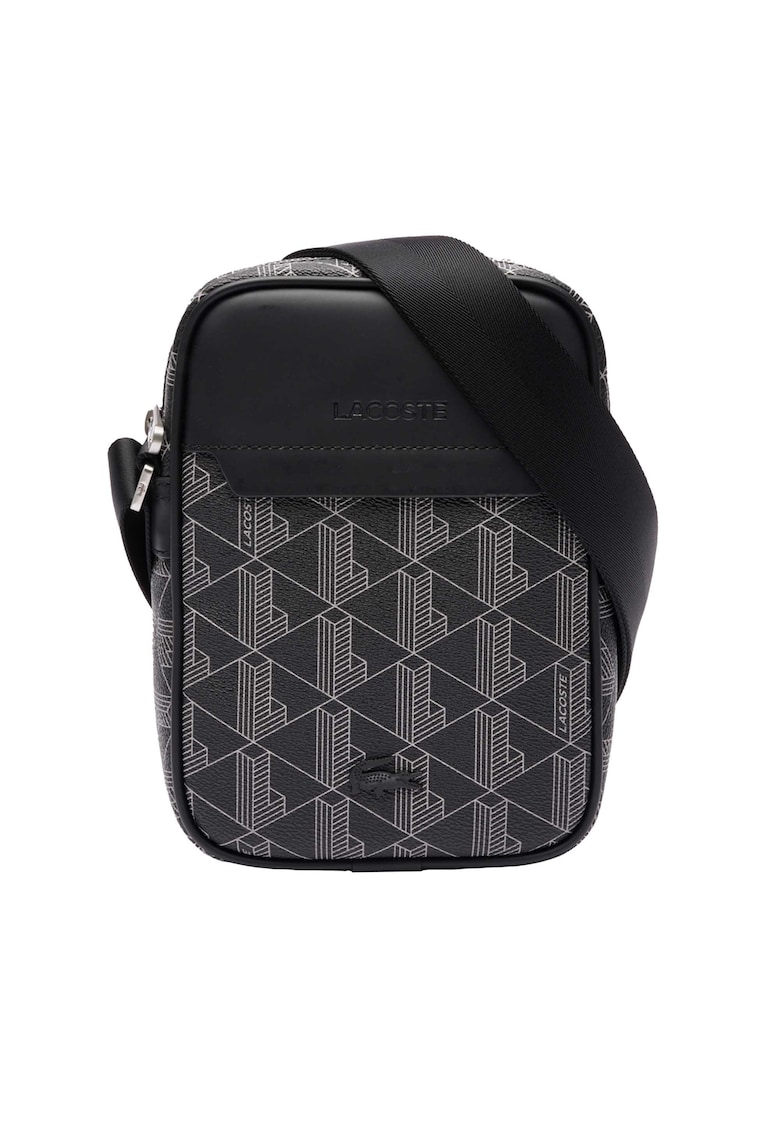 Geanta crossbody de piele ecologica cu logo - Negru