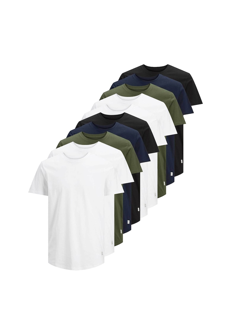 Set de tricouri de bumbac - 10 piese - Alb/Negru/Kaki