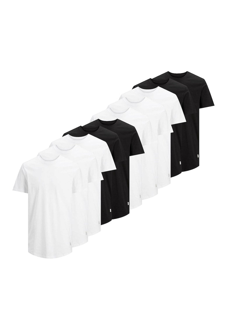 Set de tricouri de bumbac - 10 piese - Alb/Negru