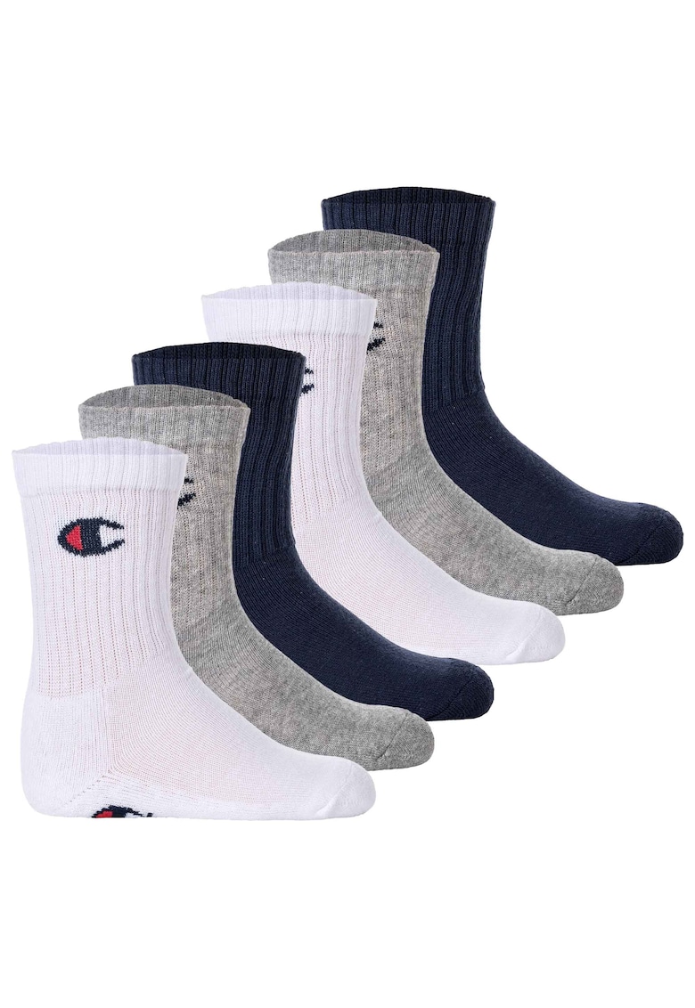 Set de sosete lungi cu logo - 6 perechi - Alb/Gri/Albastru