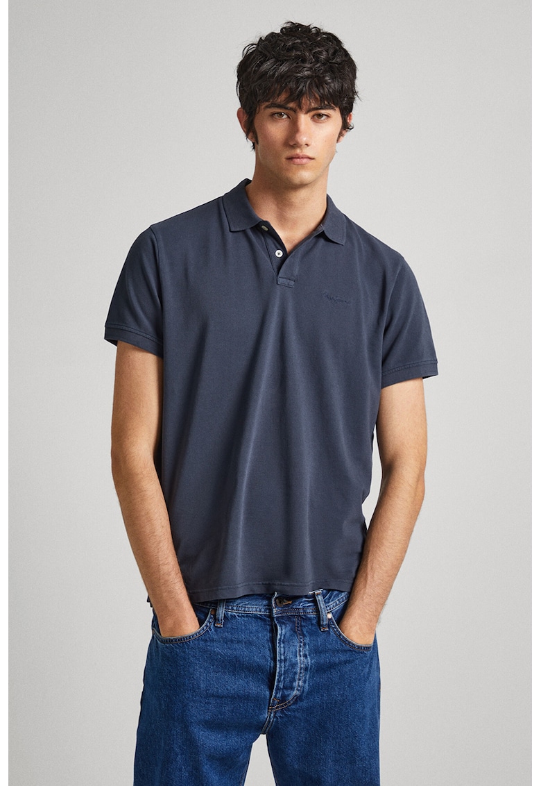 Tricou polo din bumbac pique - Bleumarin
