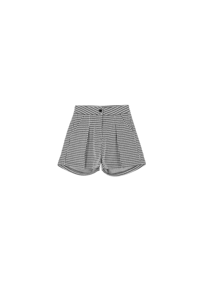 Pantaloni scurti fete  poliester/viscoza/elastan - alb/negru