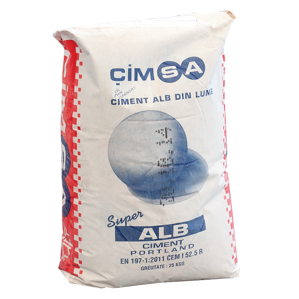 Ciment Cimsa Cem I 52, 5R, super-alb, 25 kg