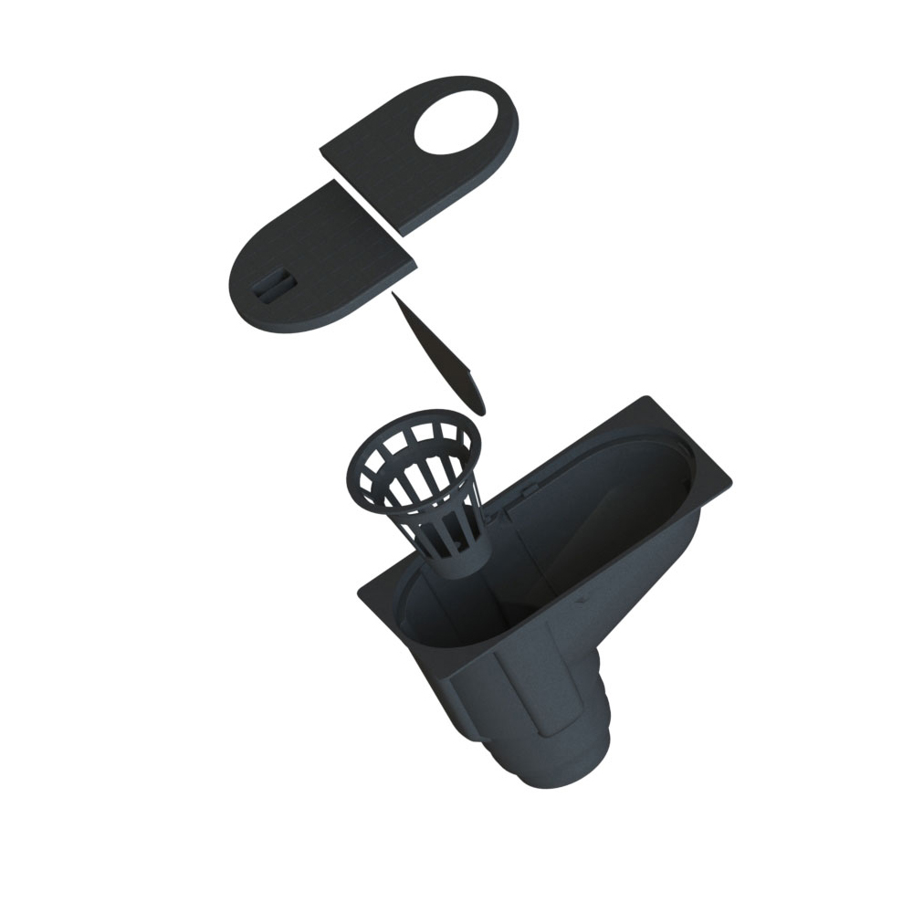 Kit camin scurgere burlan Vodaland A15, negru, polipropilena, 303 x 164 x 208 mm