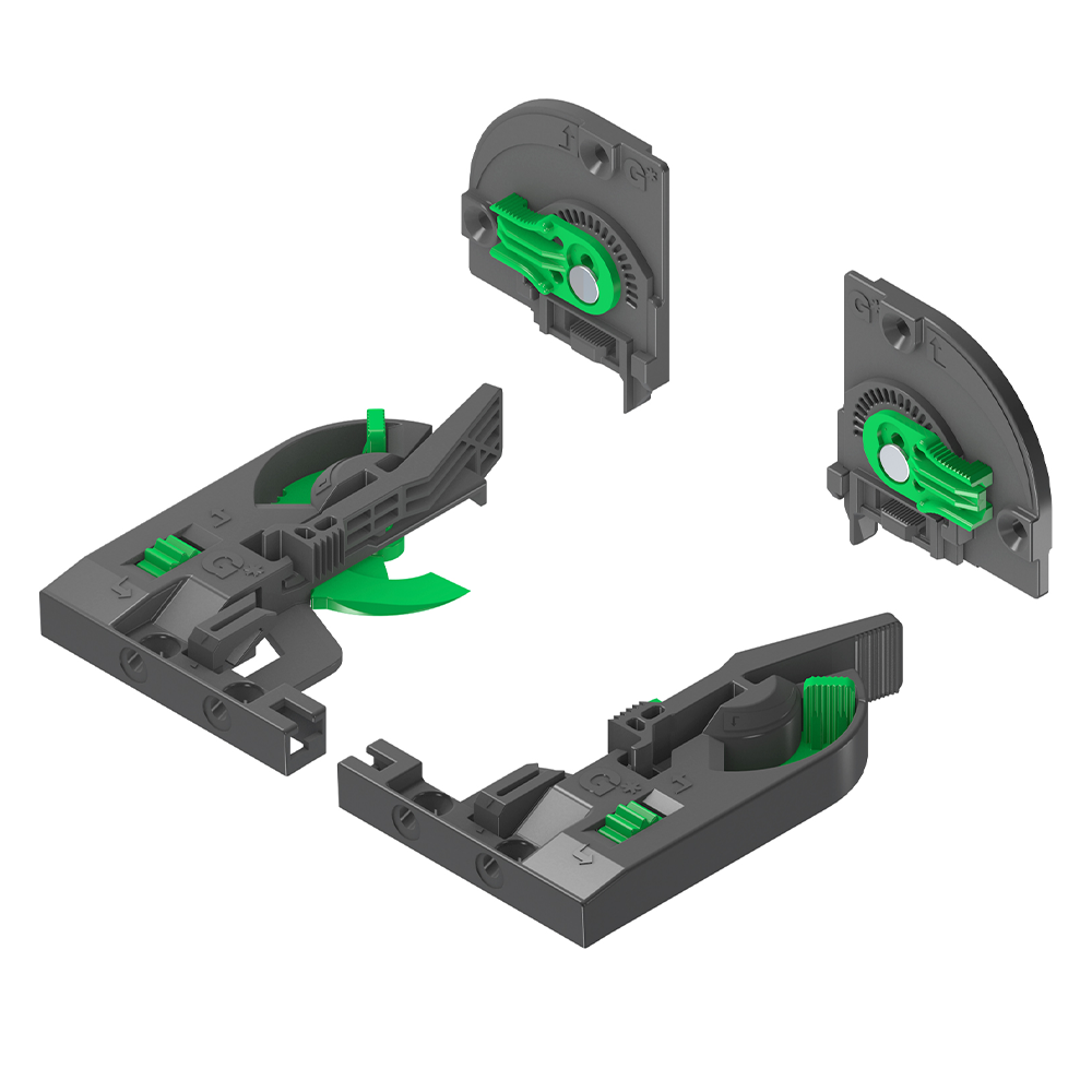 Set cleme si adaptori reglaj 3D Dynapro, Grass, plastic, negru
