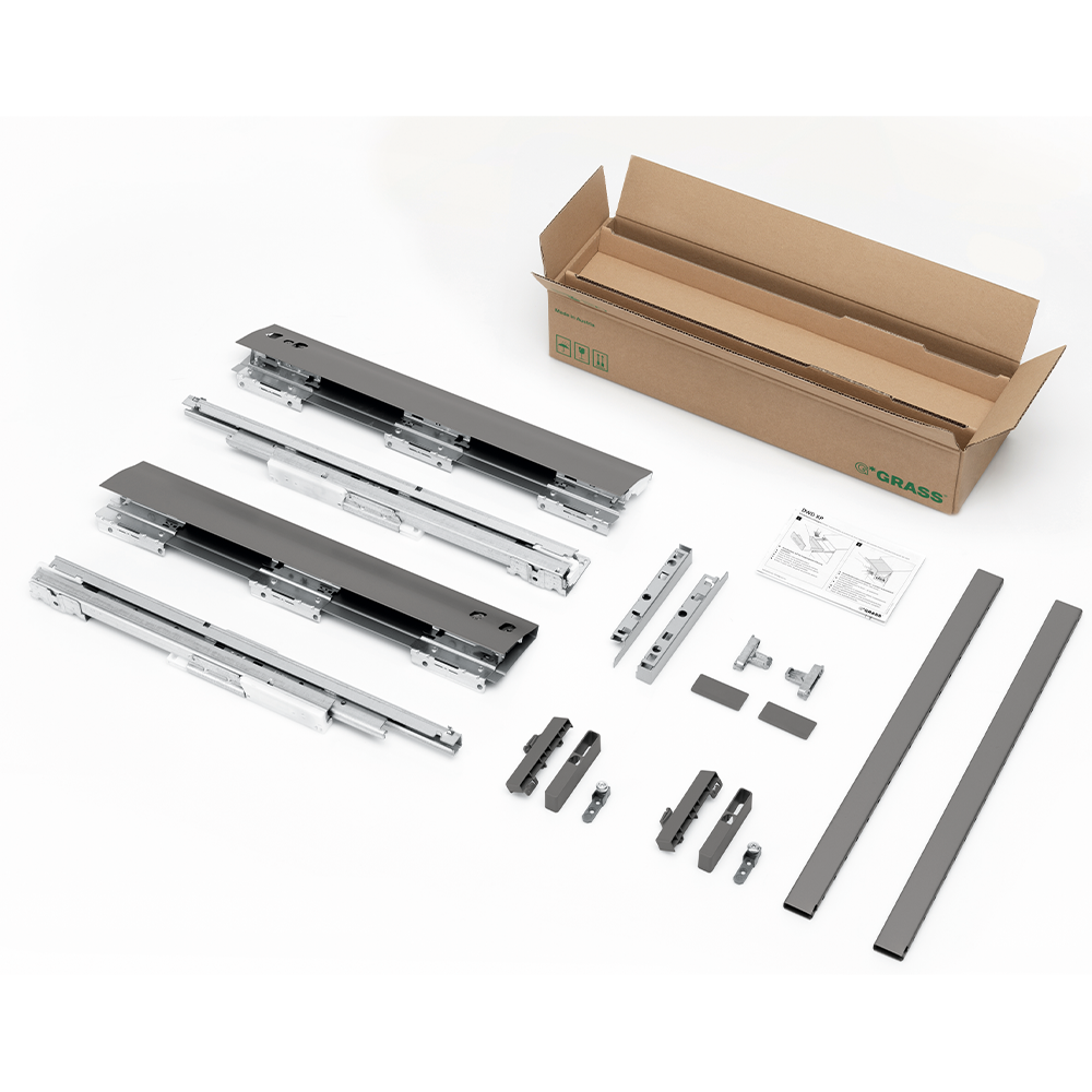 Set sertar, Grass, metal, aluminiu si alb, 40 kg, 450 mm