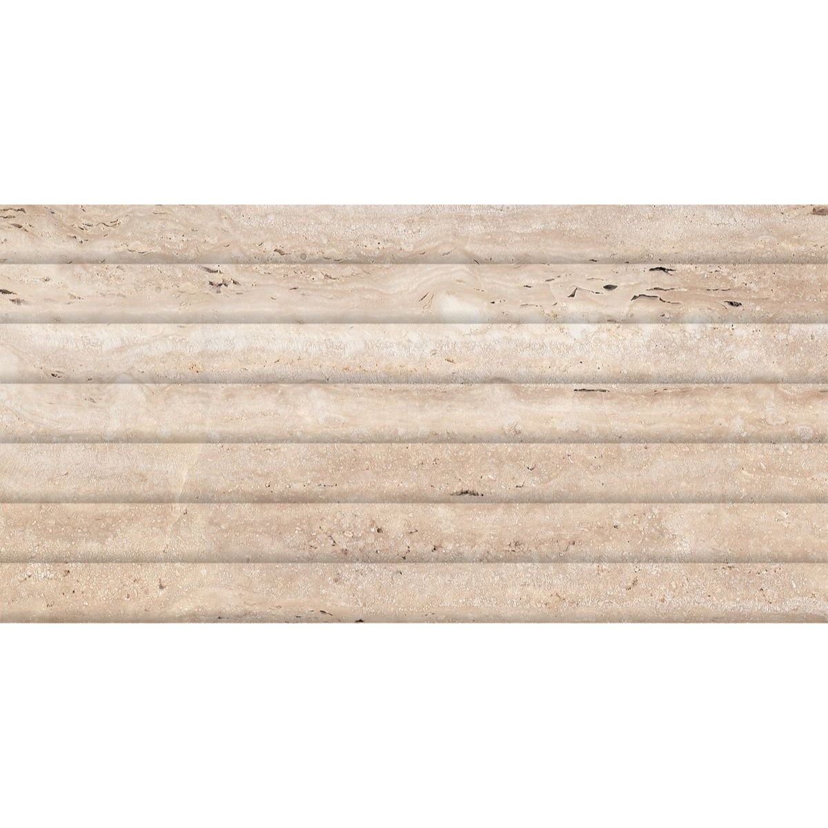 Faianta baie / bucatarie rectificata glazurata Travertine Natural Liner LT, bej, lucios, aspect de caramida, 60 x 30 cm