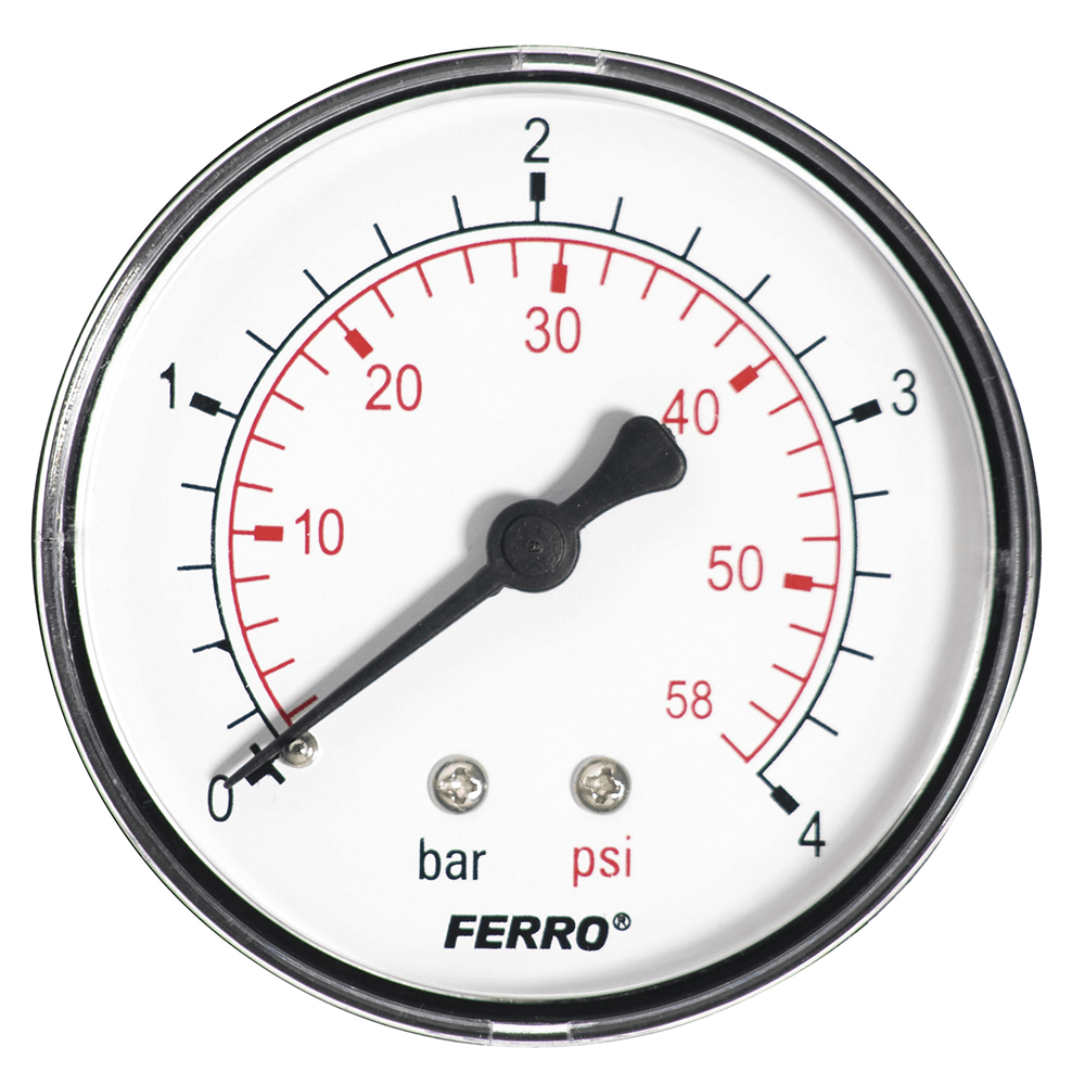 Manometru axial Ferro M6304A, 63 mm, 1/4, 0-4 bar