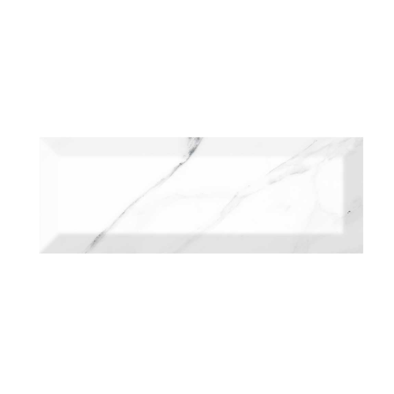 Faianta baie Carrara Bevelled Glossy, alb, lucios, aspect de marmura, 30 x 10 cm