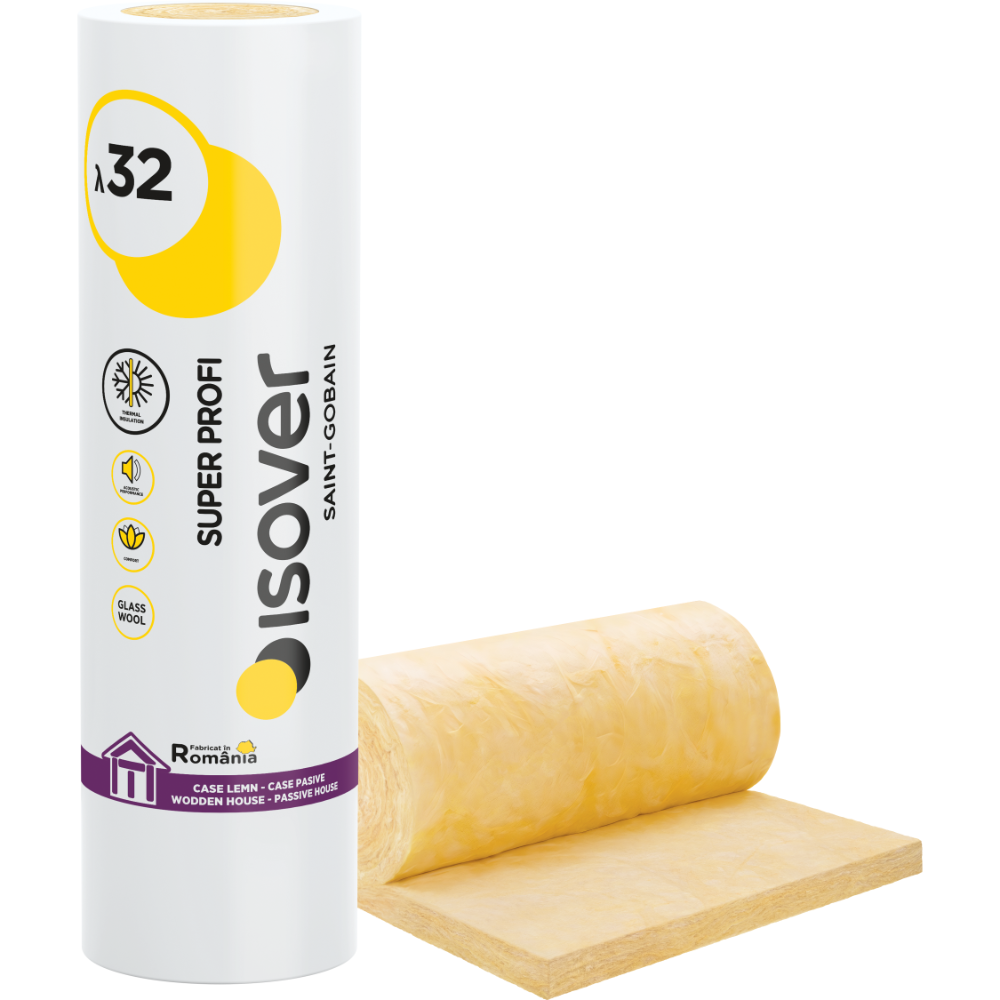 Vata minerala de sticla Isover Super Profi, necaserata, 100 x 1200 x 4500 mm