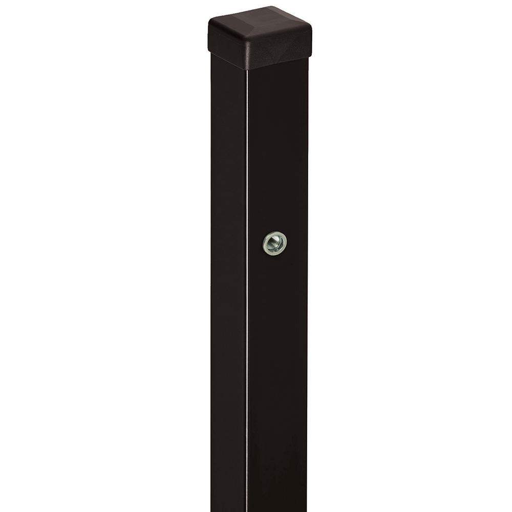 Stalp poarta Cronos, otel, patrat, negru, RAL 9005, 2.4 m, 100 x 100 mm