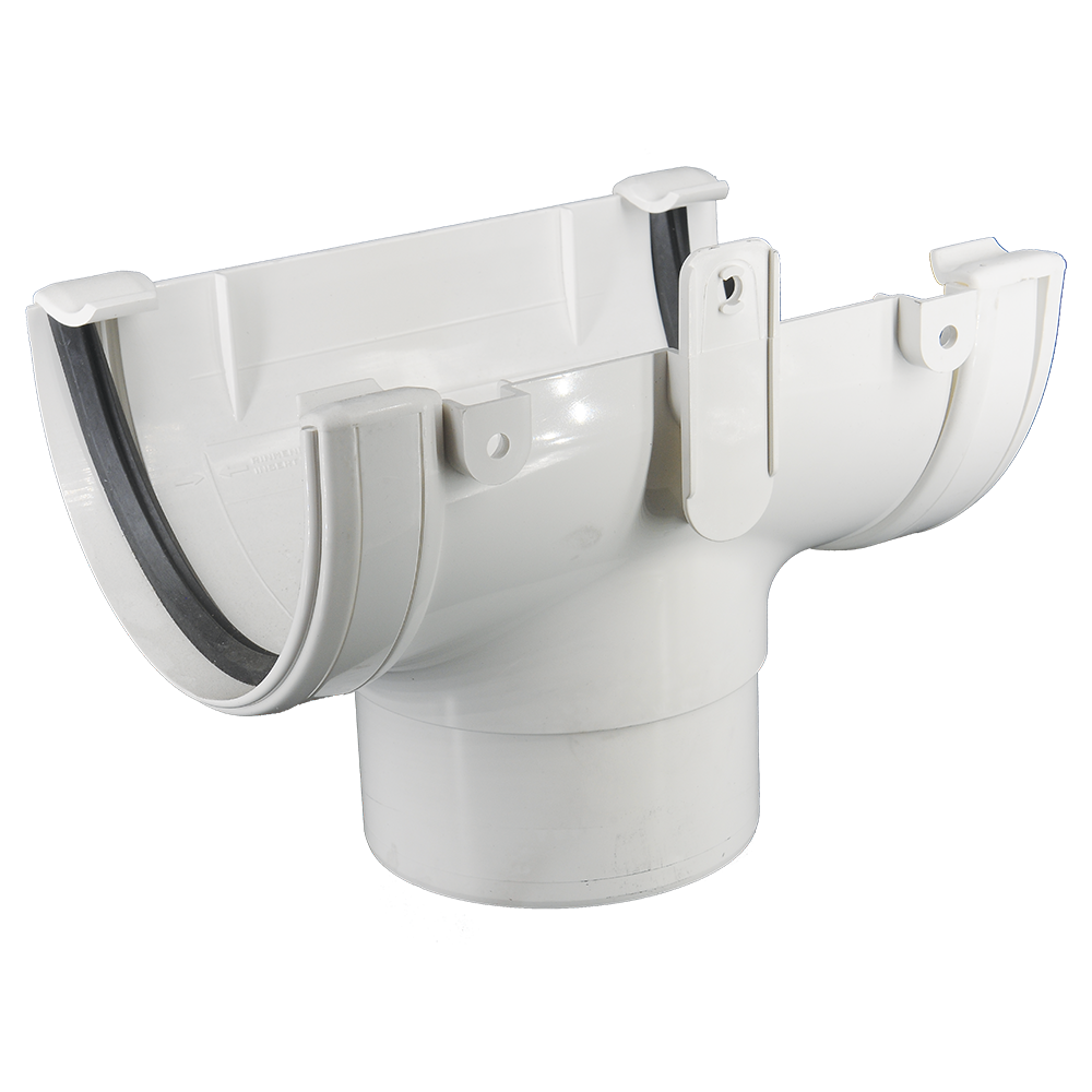 Racord jgheab-burlan, PVC Regenau, jgheab 125 mm, burlan 100mm, alb