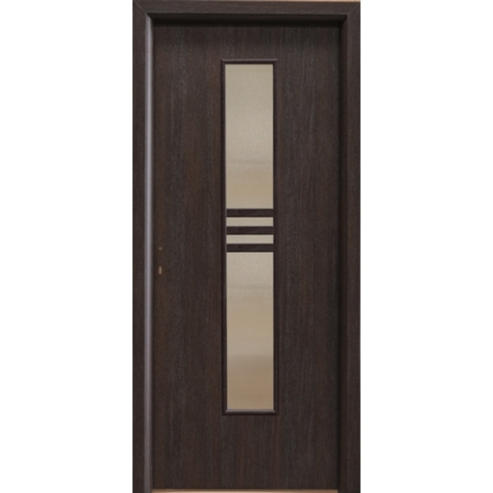 Usa interior cu geam, Wenghe gol D2 760, dreapta, 202 x 76 x 4 cm cu toc