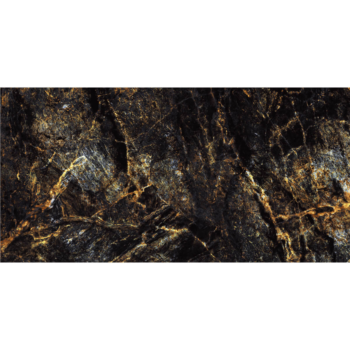 Gresie portelanata exterior/interior Mirage Gold, rectificata, negru si auriu, 60 x 120 cm