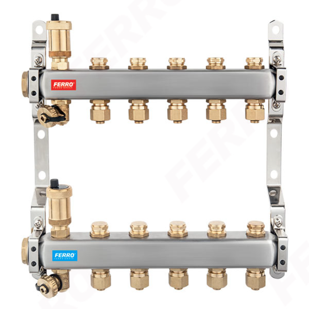 Distribuitor Ferro SN-RO06S, 6 circuite, inox, 1 inch