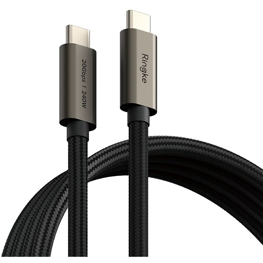 Cablu de date USB 3.2, 2x USB Type-C, PD 240W, 5A, 20Gbps, 2m, Negru