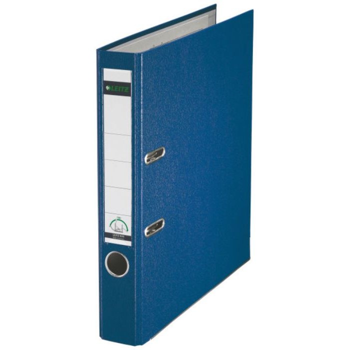 Biblioraft A4, plastifiat PP/paper, margine metalica 52 mm, LEITZ 180 - albastru